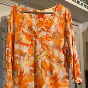Tropical 3/4 length sleeve top by Hearts of Palm Woman 1X